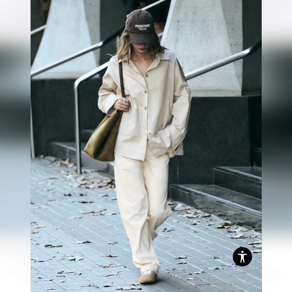 Easy European Elegance: NWT Zara beige wide leg pants